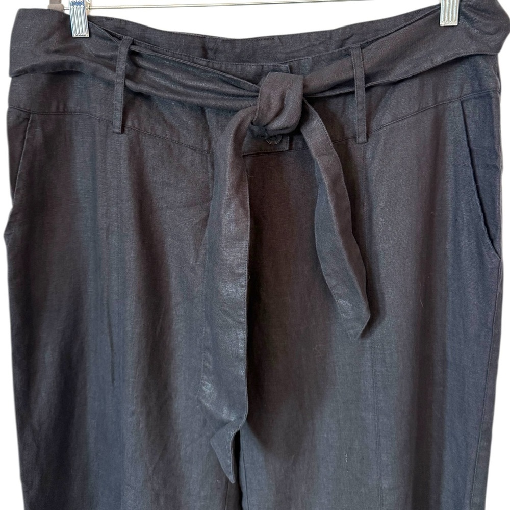 São Paulo Black Linen Wide Leg Pants Size 14 - Picture 3 of 5